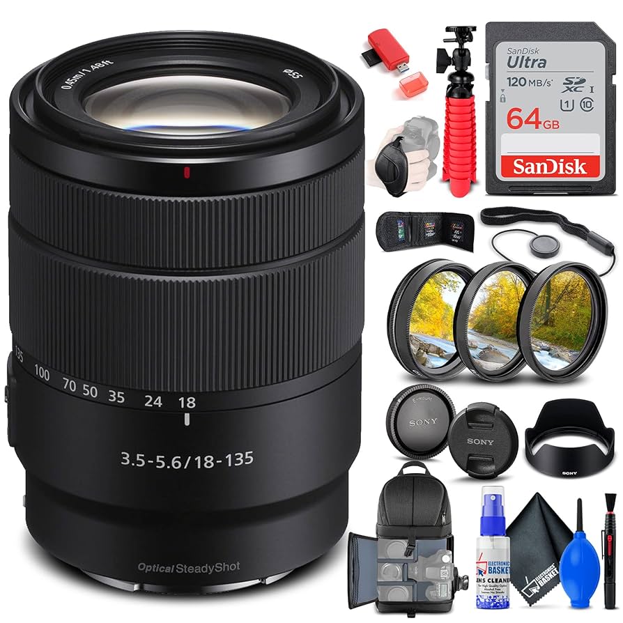 Sony E 18-135mm f/3.5-5.6 OSS Lens (SEL18135) + Filter Kit +